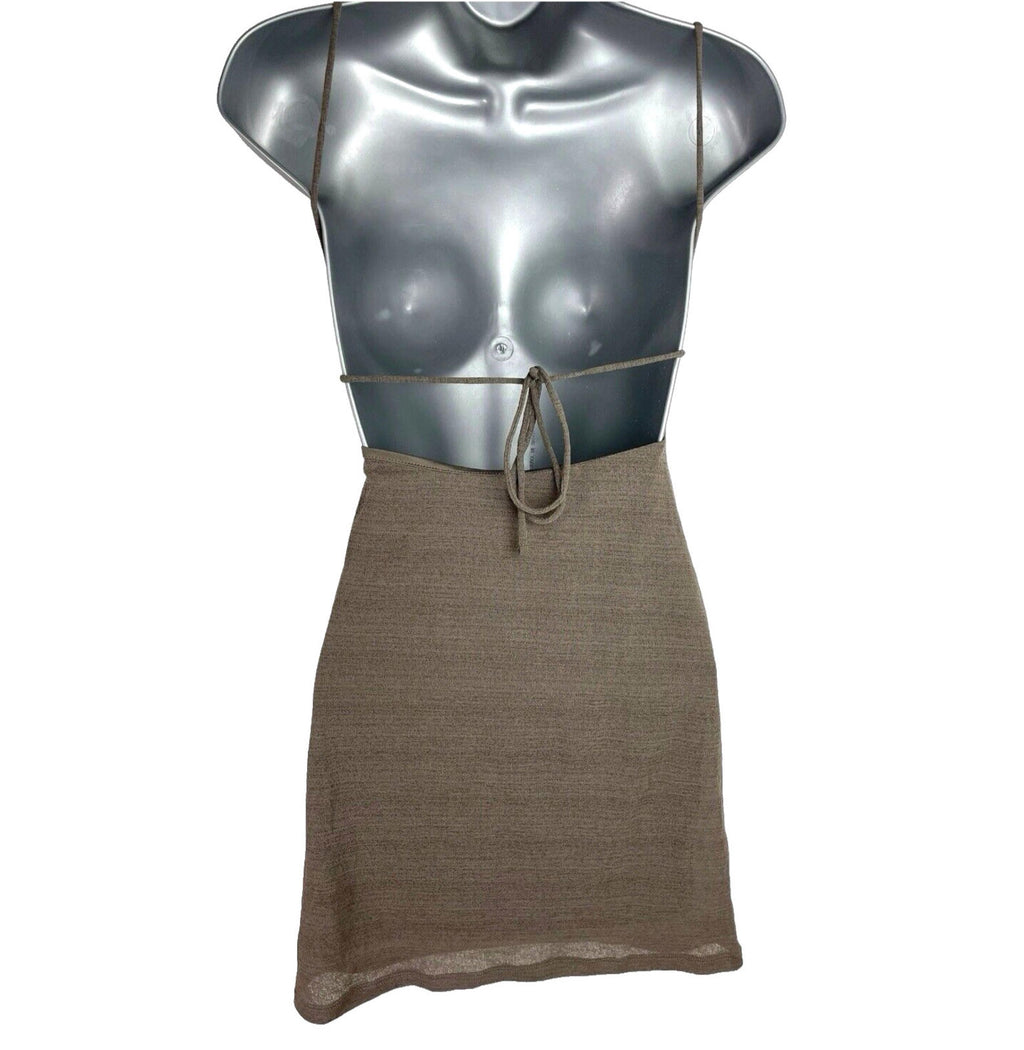 Pull&Bear Brown Mini Dress Backless Ruched Side Women's UK Size XS