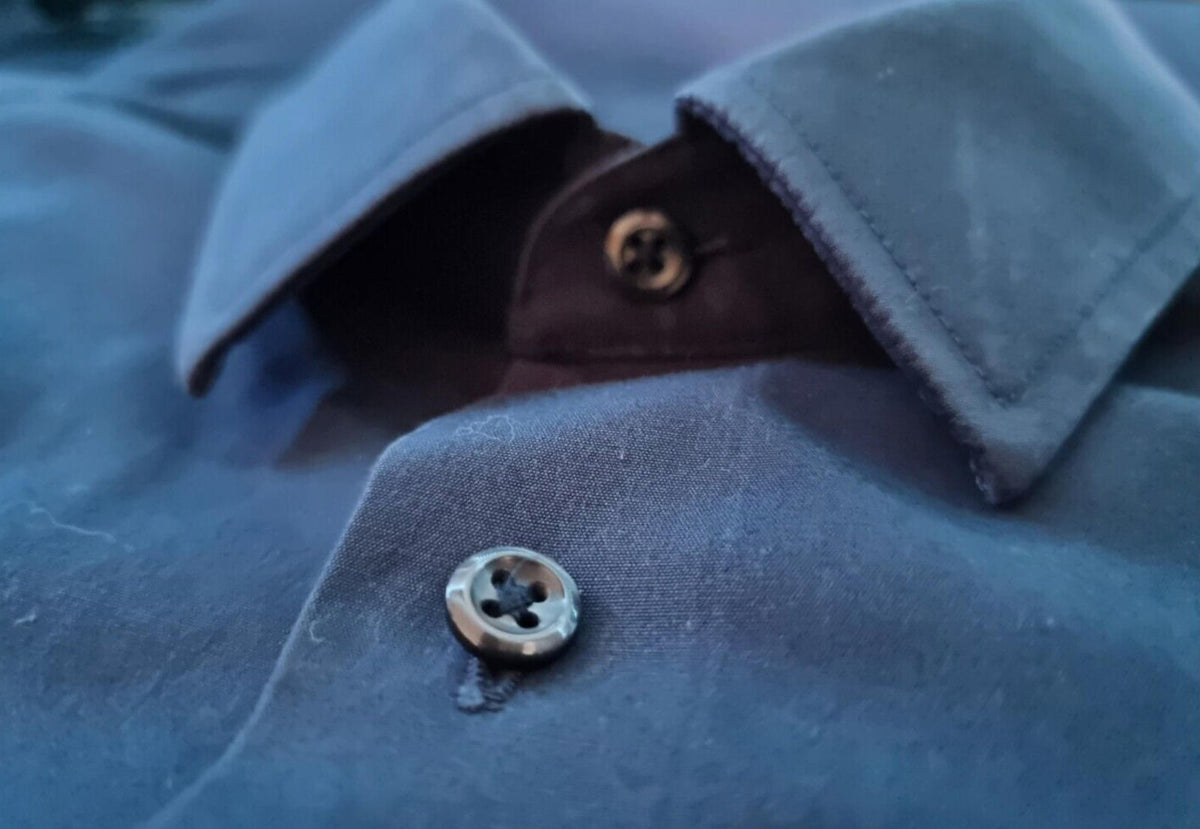 Next Shirt Slim Fit Long Sleeve Blue 100% Cotton Men's 16" Collar 38"- 40" Chest