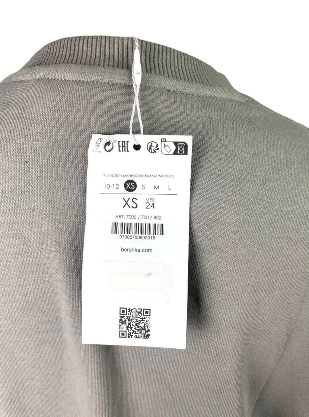 Bershka San Francisco Sweatshirt Women’s UK Size XS Oversized Jersey Lined Grey