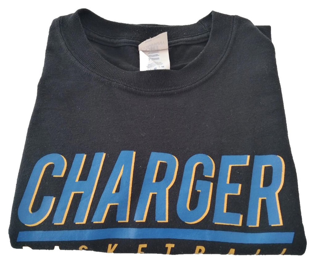 Port & Company Black Charger Basketball Sports Graphic Print T-Shirt Men's Size M Black Crew Neck