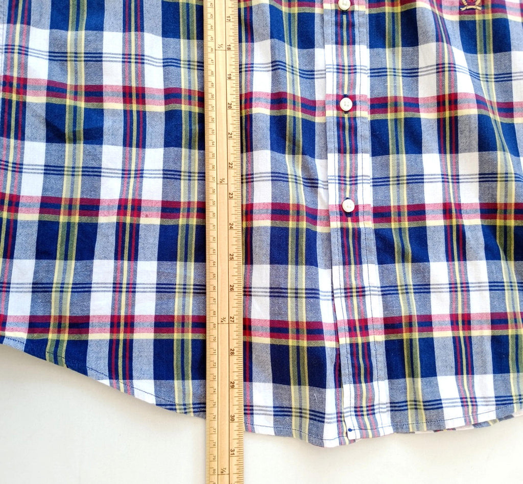 Tommy Hilfiger Shirt Men's UK Size L Red/Blue Check Short Sleeve Pockets