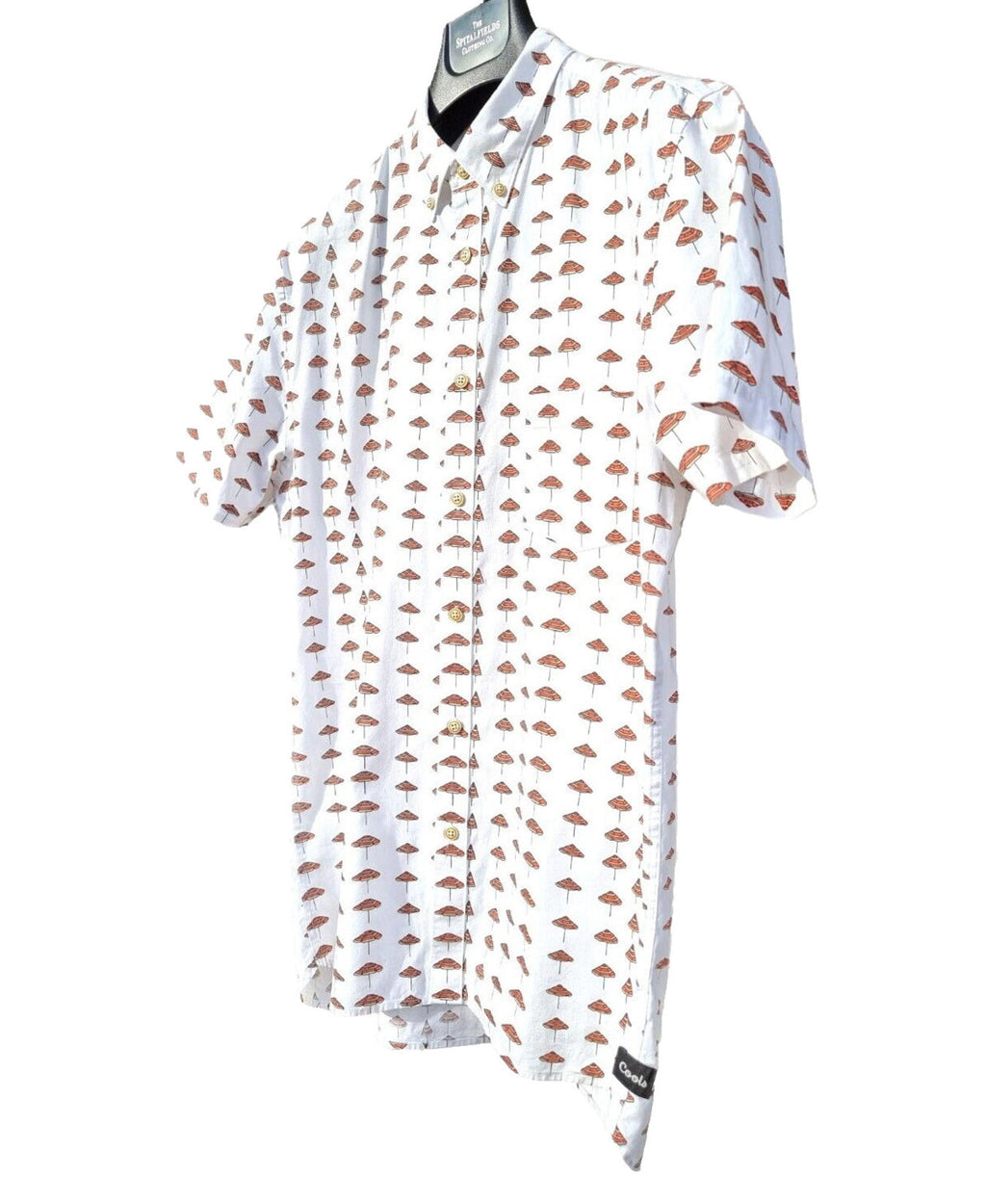 Barney Cools Shirt Short Sleeve Sunbrella Print Shirt White Men's UK Size M