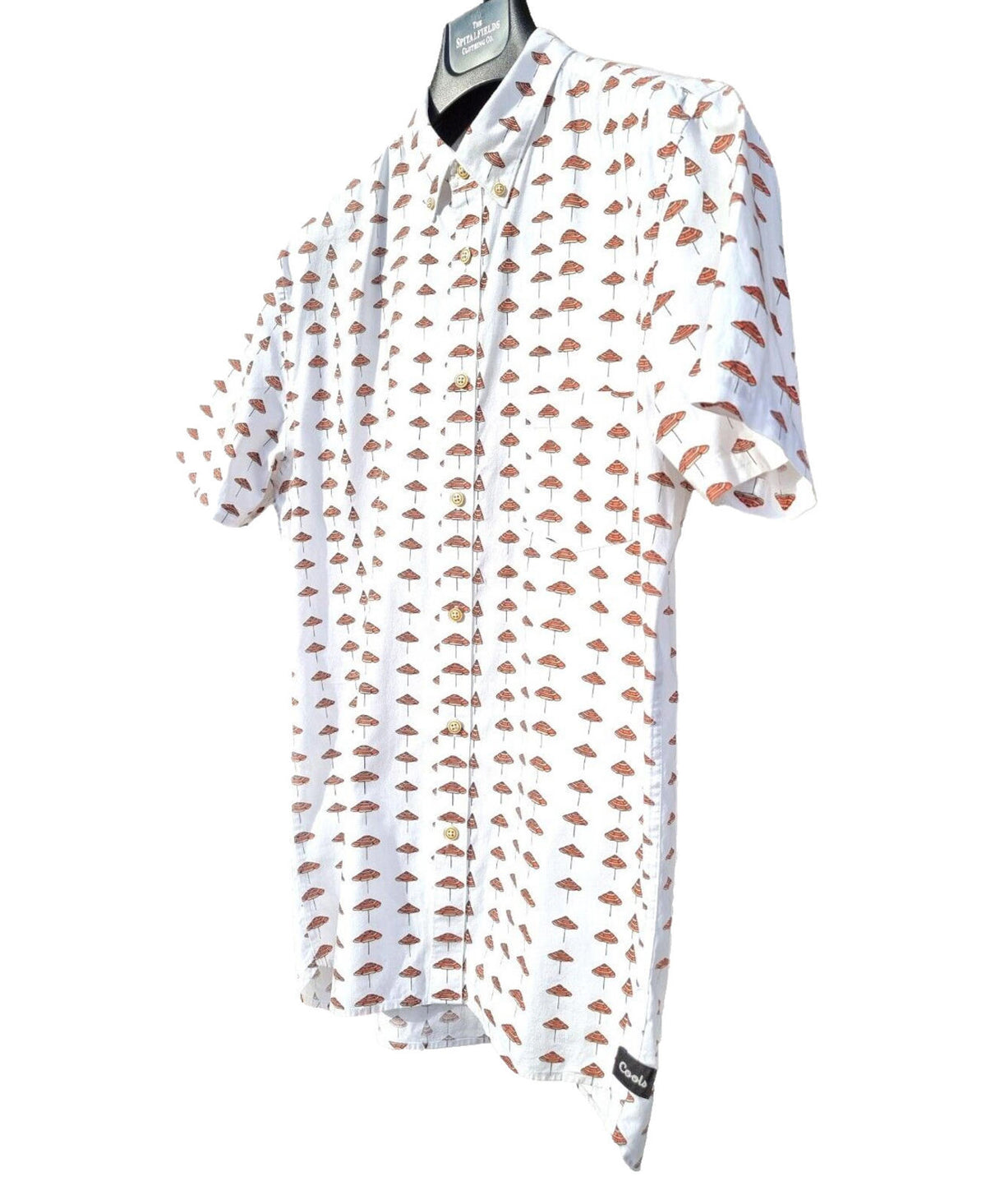 Barney Cools Shirt Short Sleeve Sunbrella Print Shirt White Men's UK Size M
