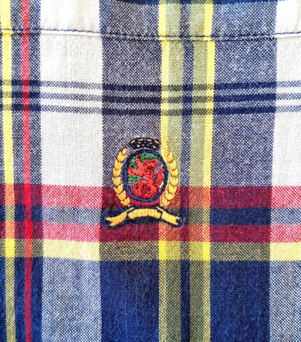 Tommy Hilfiger Shirt Men's UK Size L Red/Blue Check Short Sleeve Pockets
