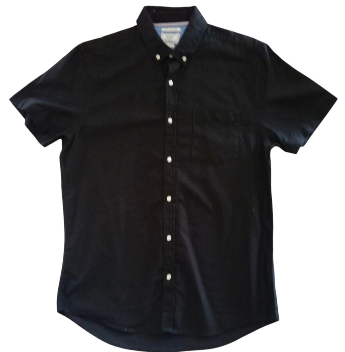 F&F Shirt Short Sleeve Black 100% Cotton Pocket Men's UK Size M Medium
