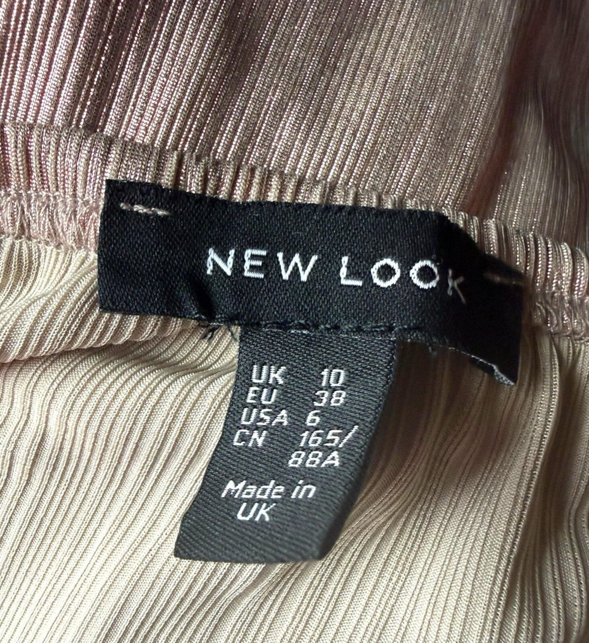New Look Metallic Top Women's UK Size 10 Off Shoulder 3/4 Sleeve Rose Gold