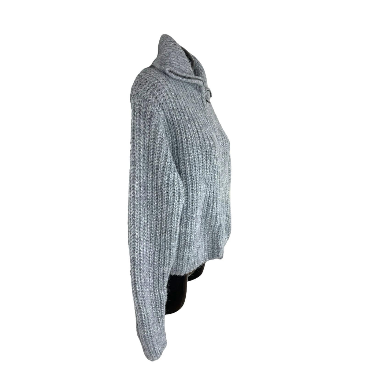 Divided Grey Marl Rib Knit Oversized Cardigan Collared Women's UK Size XXS