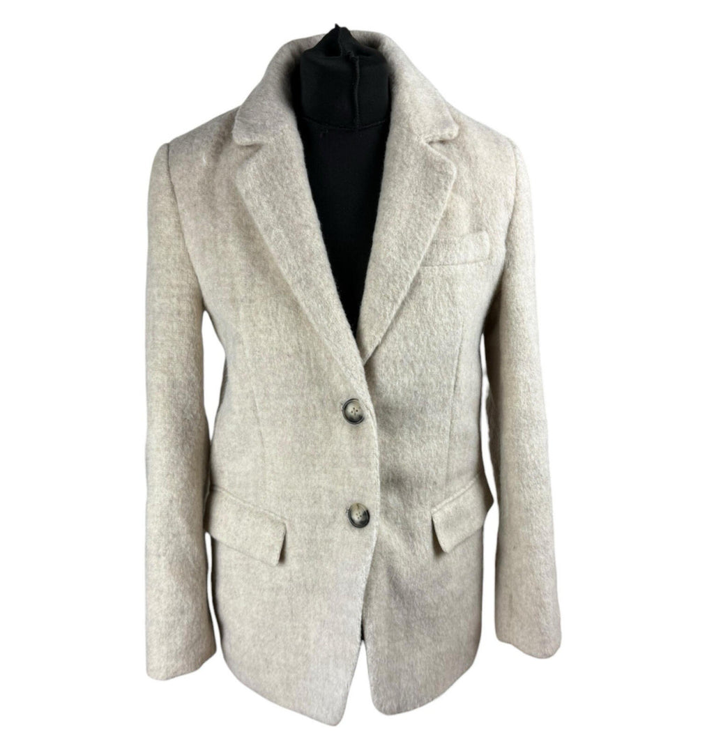 Stradivarius Wool Blazer Jacket Women’s UK Size XS Relaxed Fit Beige