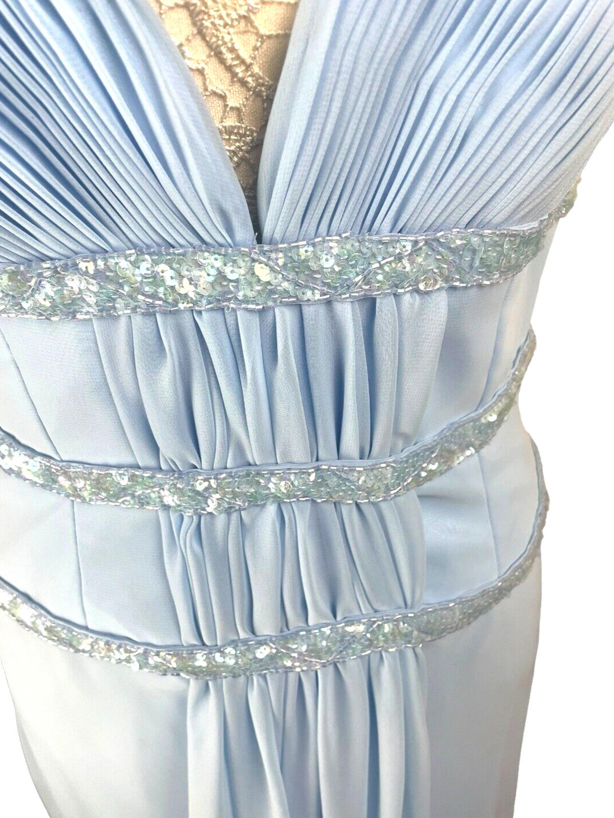 Crystal Breeze Blue Crystal Breeze Prom Dress Women's UK Size 14 Pale Blue Ballgown Embellished