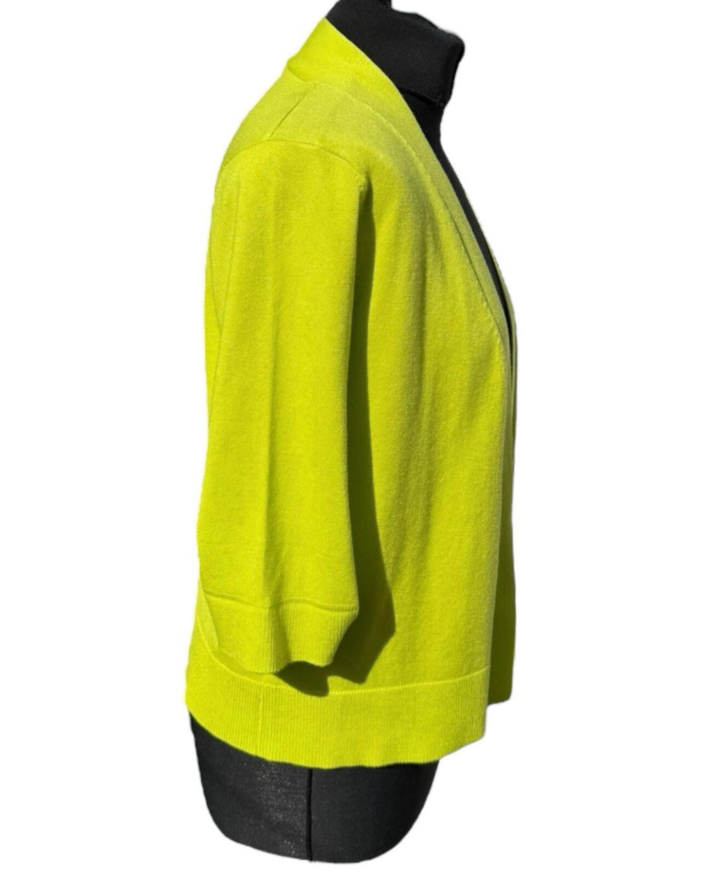 TRU Collection Neon Yellow Cardigan Open Front Women's UK Size L