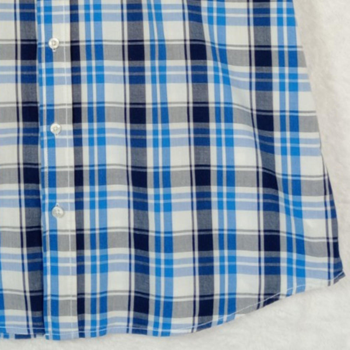 Lee Cooper Men's Shirt UK Size L Blue Check Short Sleeve Pockets 100% Cotton