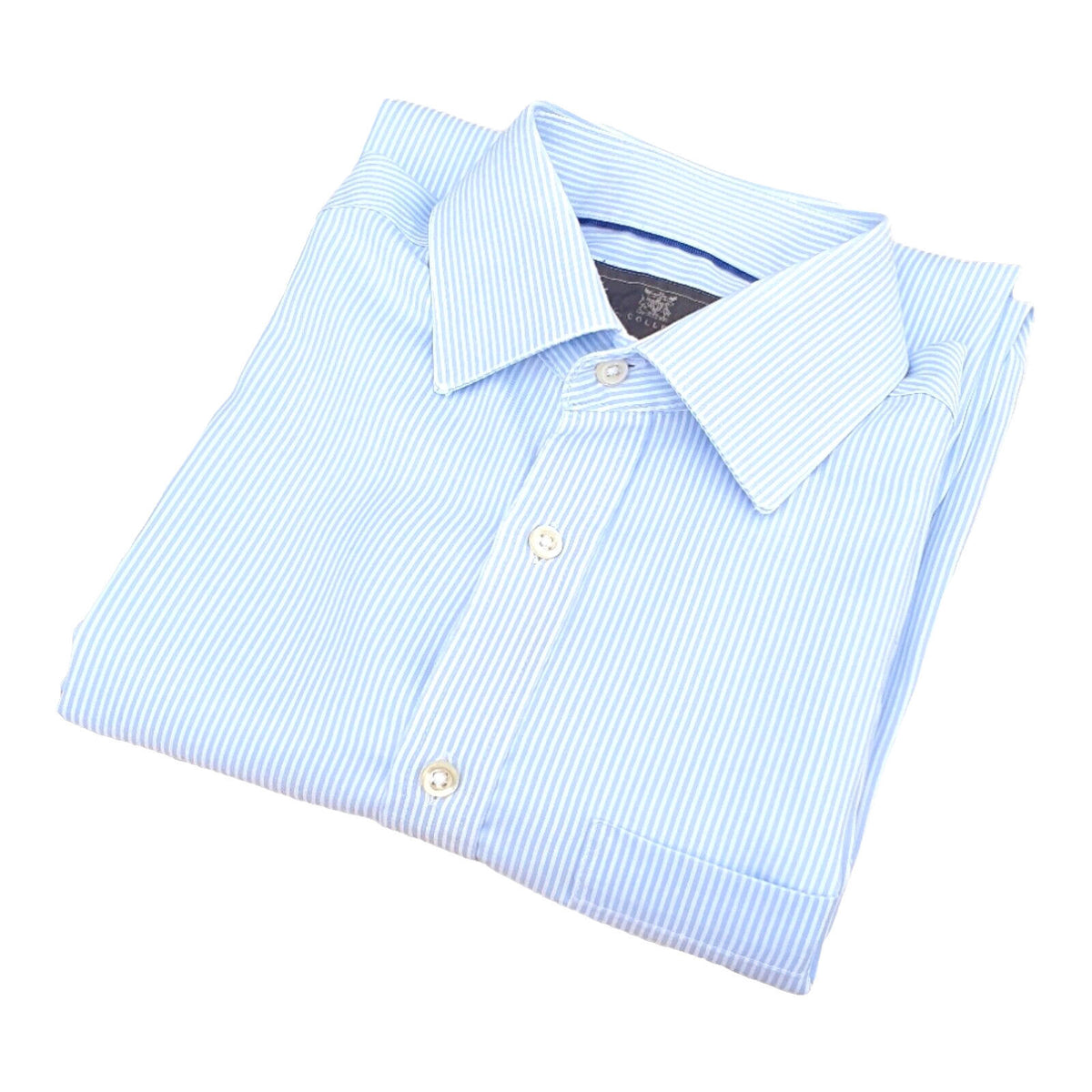 M&S Shirt Long Sleeve Striped Men's Large 14.5" Collar 100% Cotton