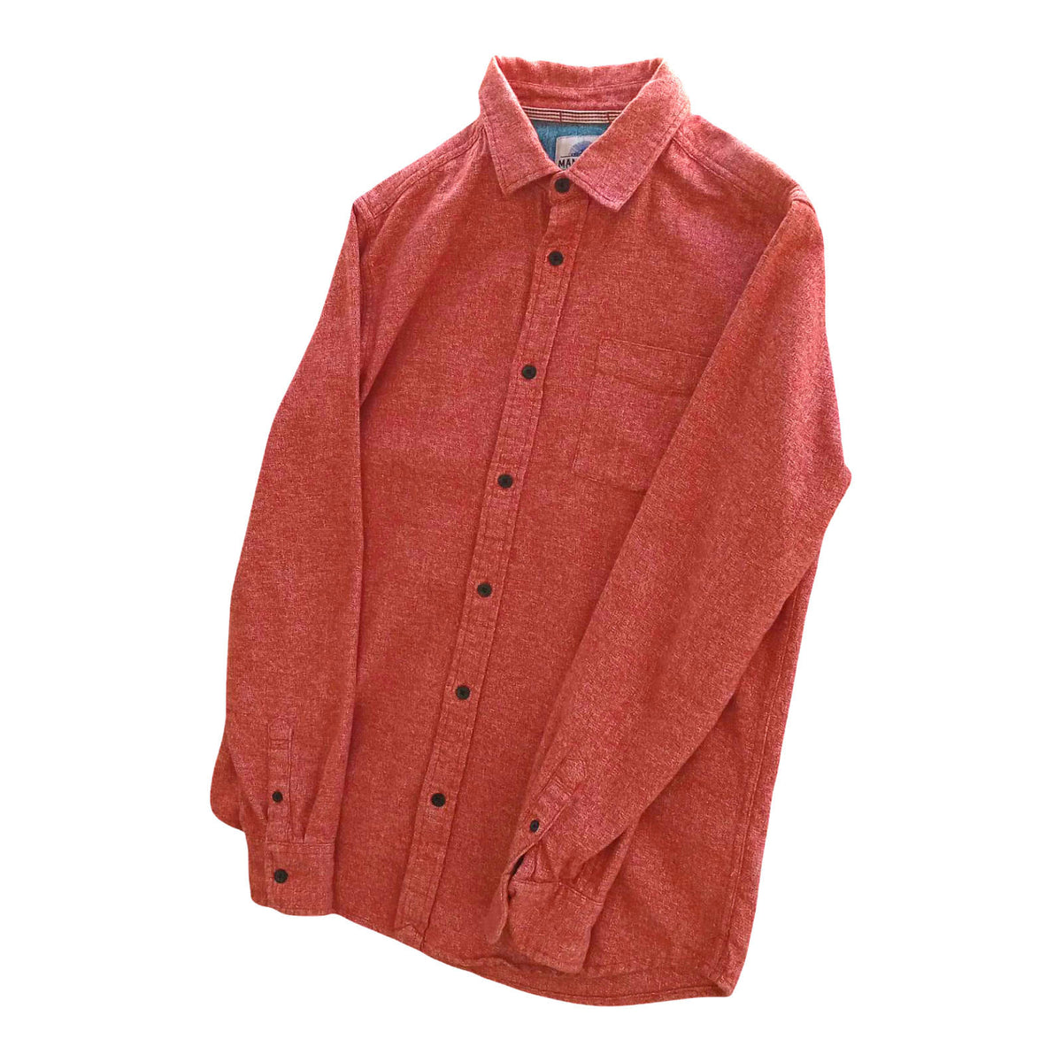 Mantary Shirt Orange Long Sleeved Pocket 100% Cotton UK Men's Size S