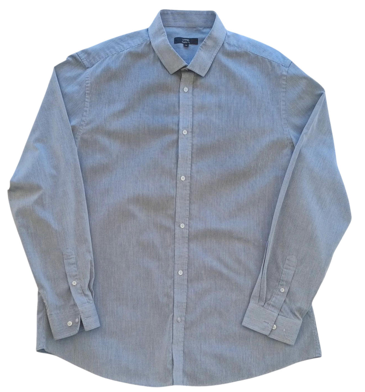 George Shirt Long Sleeve Grey Geometric Easy Care Men's UK Size XXXL 3XL