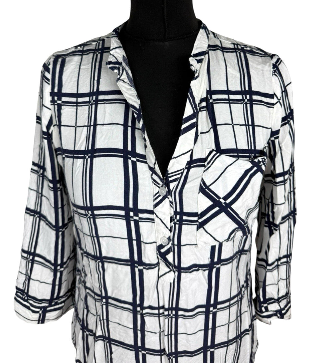 Atmosphere Plaid Shirt Blouse Women’s UK Size 10 Roll Tab Sleeve Check Pocket