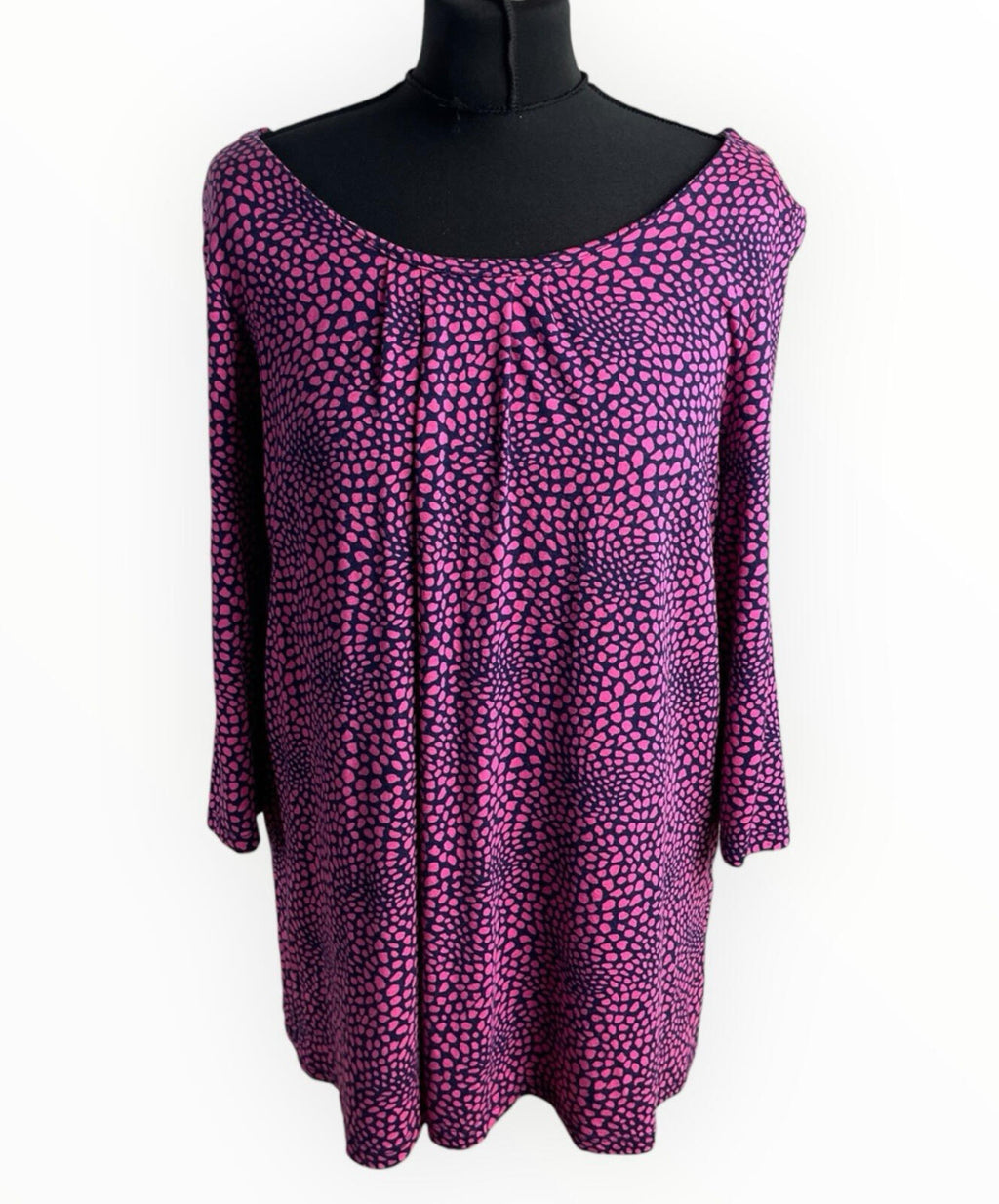 George Pink George Moda Spotted Blouse Top Women's UK Size 16 3/4 Sleeve Scoop Neck Pink