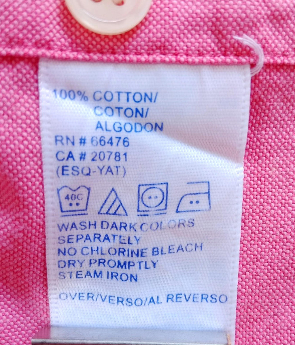 Tommy Hilfiger Shirt Men's UK Size S Pink Long Sleeve Pockets 100% Cotton