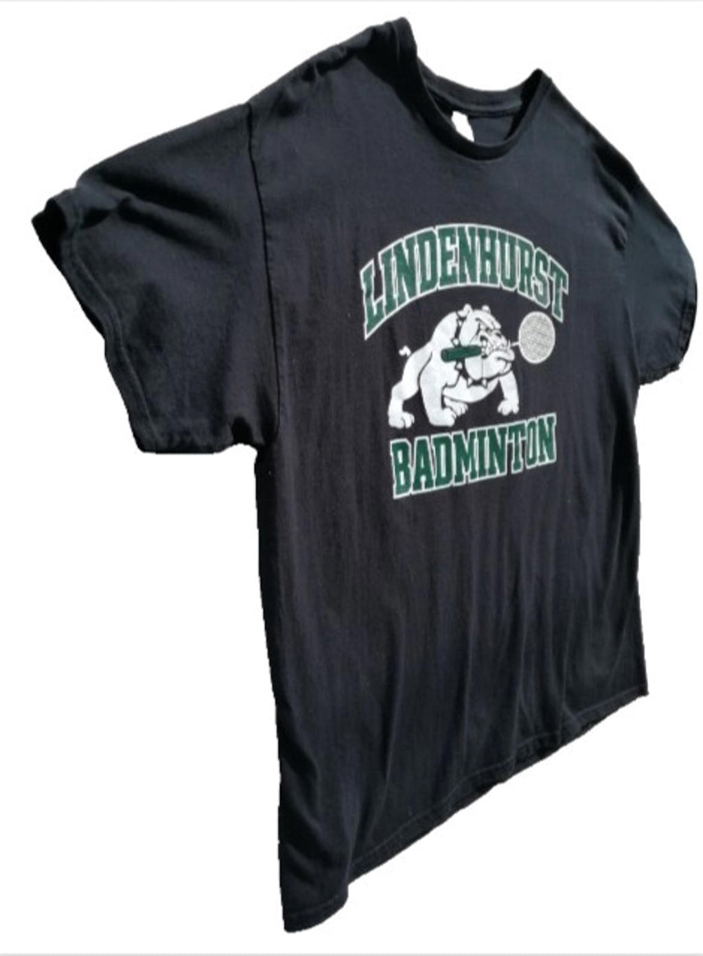 Gildan Black Lindenhurst Badminton Graphic Print T-Shirt Men's Size XL Black 100% Cotton
