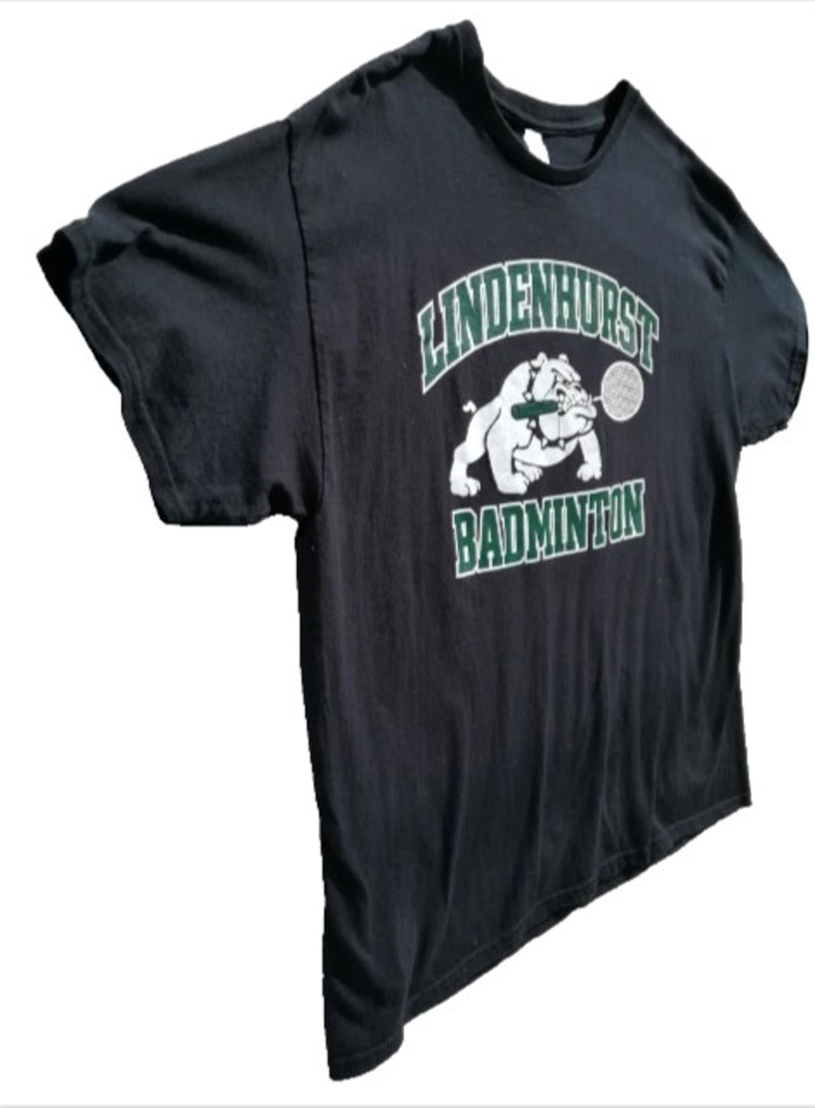 Gildan Black Lindenhurst Badminton Graphic Print T-Shirt Men's Size XL Black 100% Cotton