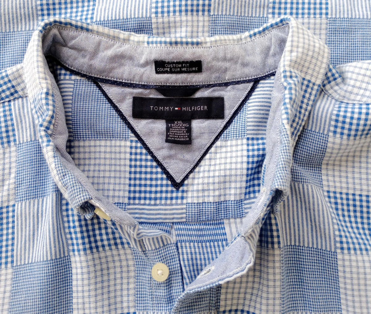 Tommy Hilfiger Men's UK Size 2XL Blue Check Long Sleeve Pockets Easy Care