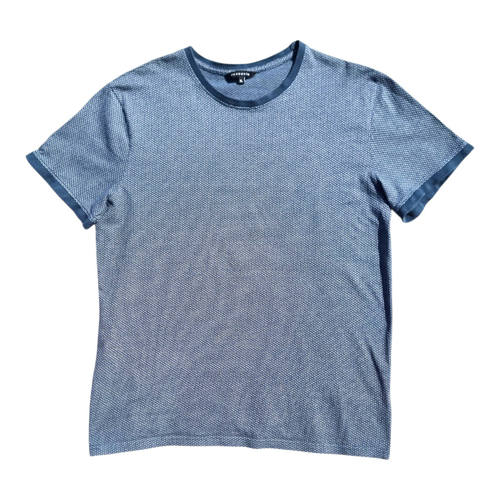 Peacocks Blue Peacocks T-Shirt Men's UK Size XL Blue Geometric Pattern Crew Neck Summer