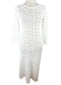 Crochet Knit Maxi Dress Women's UK Size 8 Backless White Long Sleeve Bodycon