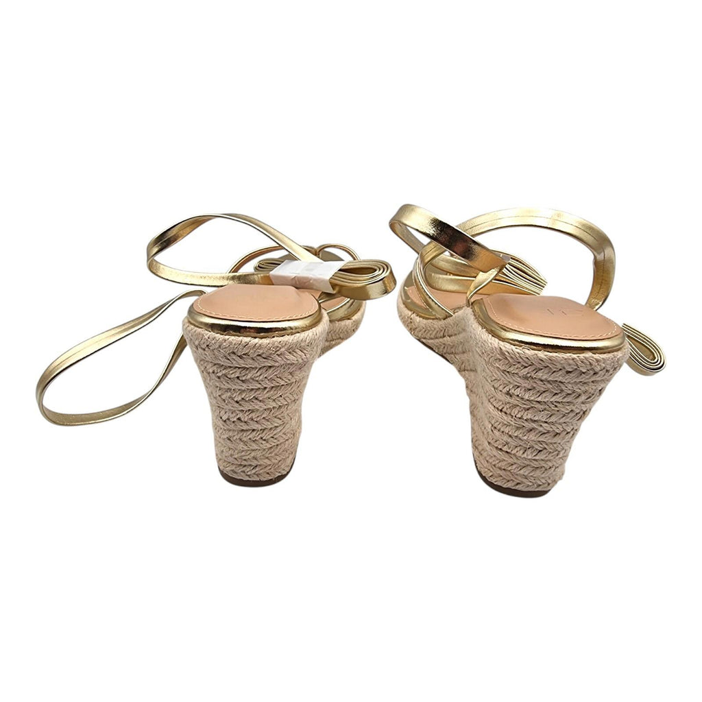 JustFab Gold JUSTFAB Ambretta Wrap Wedge Sandals Shoes Gold Women's UK Size 9