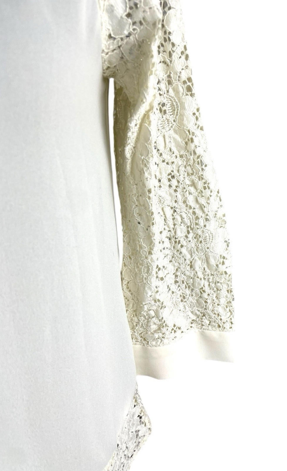 ZARA Cream Zara Basic Ivory Blouse Lace Panels Women's UK Size S