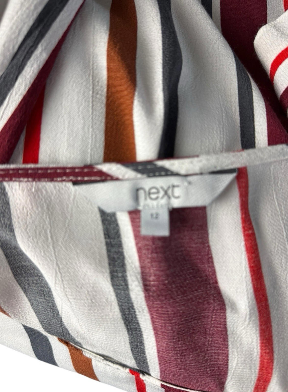 Next Stripe Blouse 3/4 Sleeve Round Neck Women's UK Size 12