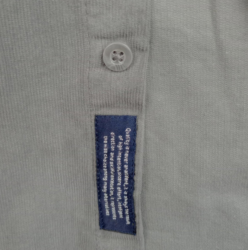 7 Diamonds Corduroy Shirt Men's UK Size XL Grey Long Sleeve Pocket 100% Cotton