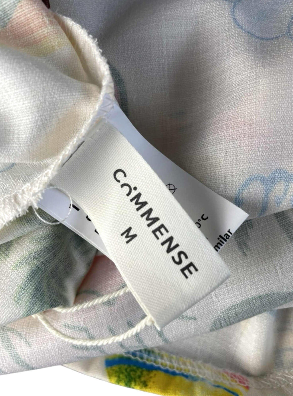 Comense White Comense Retro Summer Dress Women's UK Size M Lace Up Back Mini Multicolour Print