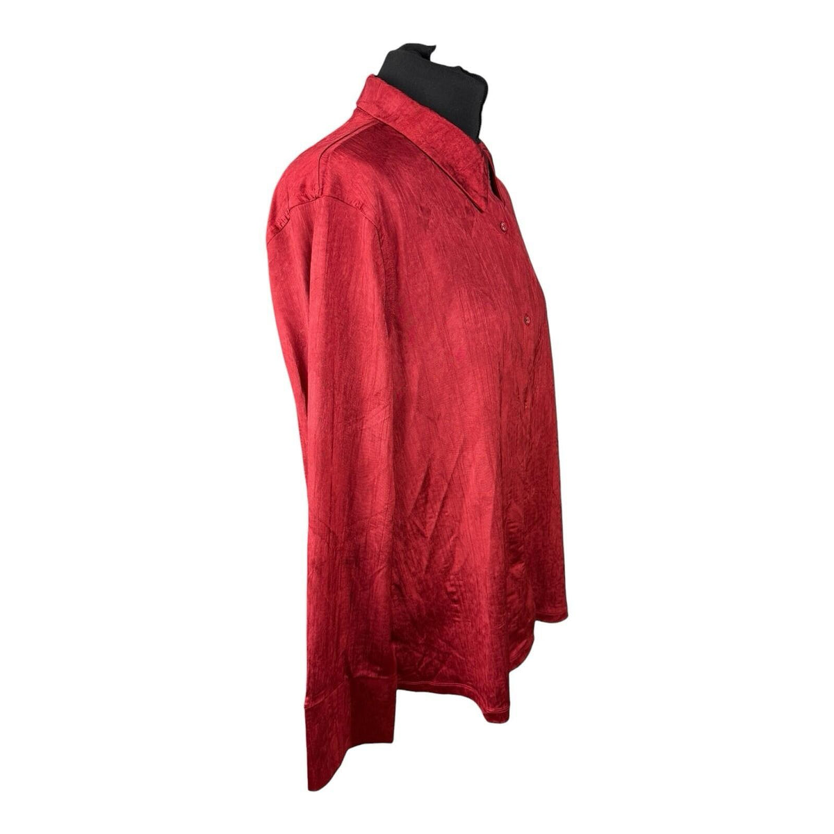Next Satin Shirt Blouse Women's UK Size 20 Long Sleeve Collared Red