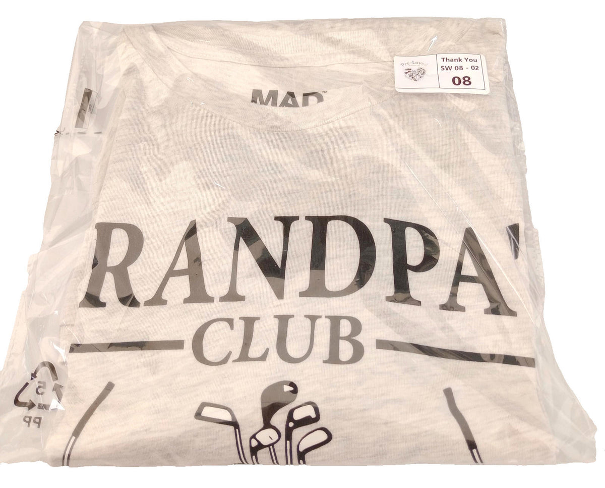 Mad Engine Beige Grandpa's Club Golf Graphic Print T-Shirt Men's UK Size 2XL Grey Crew Neck