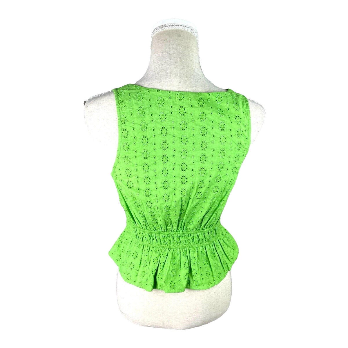 Tank Top Embroidered Cropped Green Blouse Women's UK Size 8