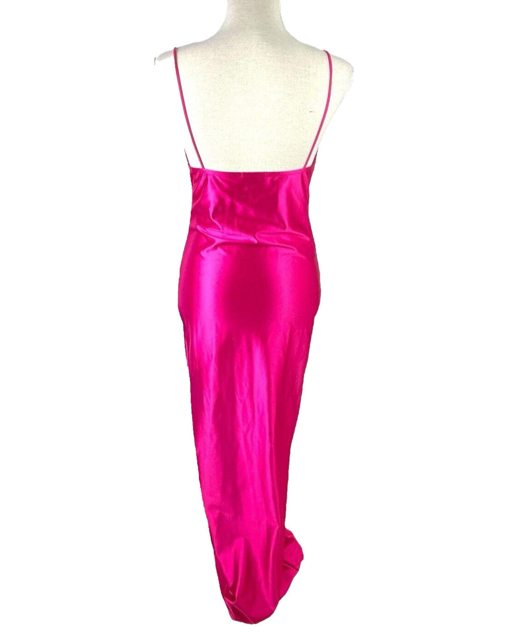 Pretty Little Thing Satin Maxi Slip Dress Women's UK Size 10 Pink Cut-Out Waist
