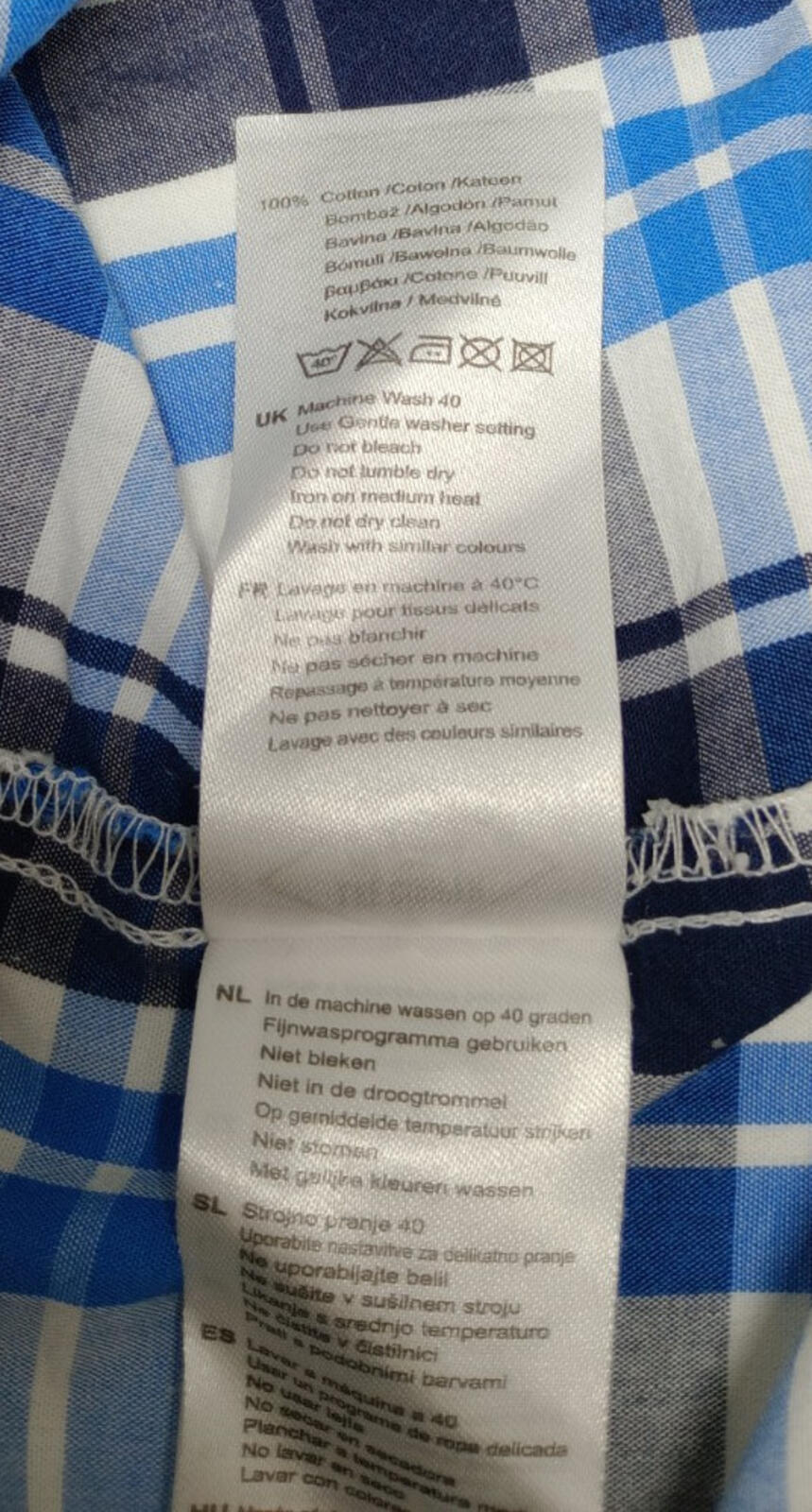Lee Cooper Men's Shirt UK Size L Blue Check Short Sleeve Pockets 100% Cotton