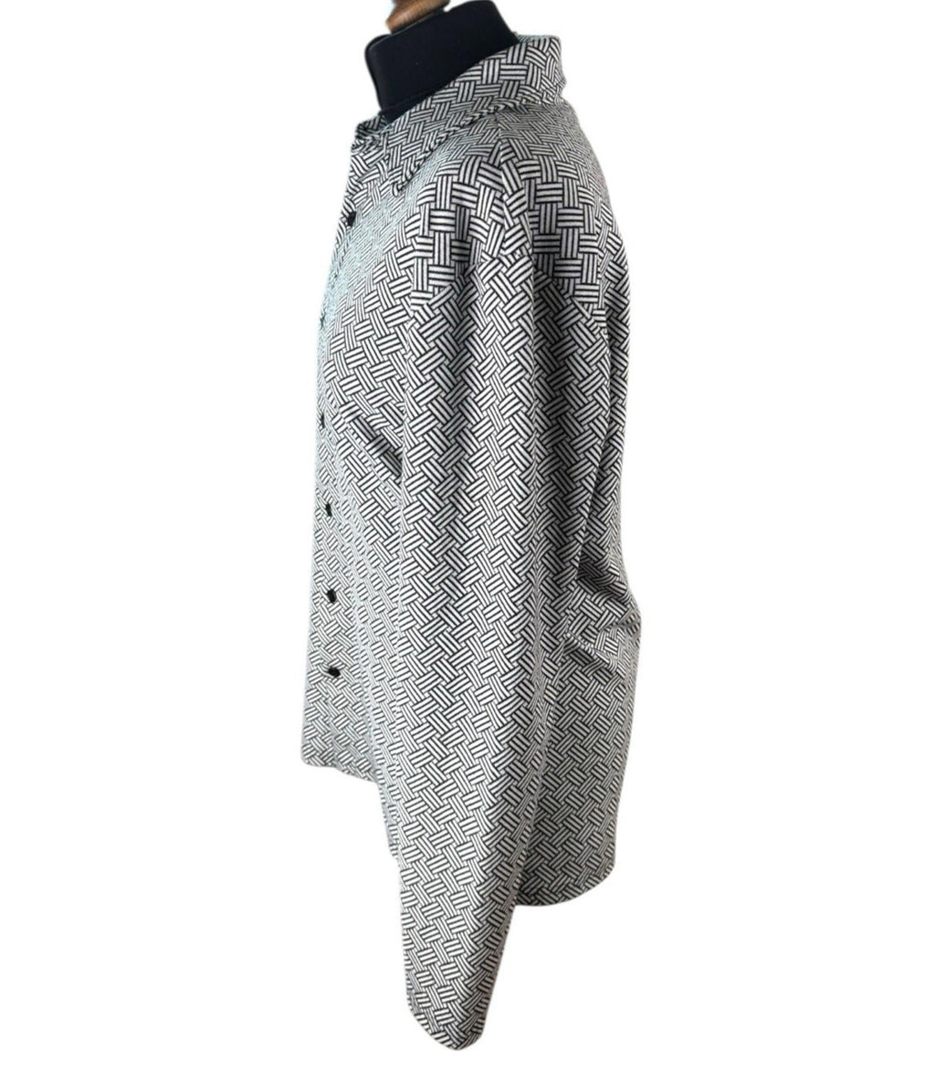 River Island White River Island London Shirt Blouse Black White Geometric Pattern Womens UK Size M