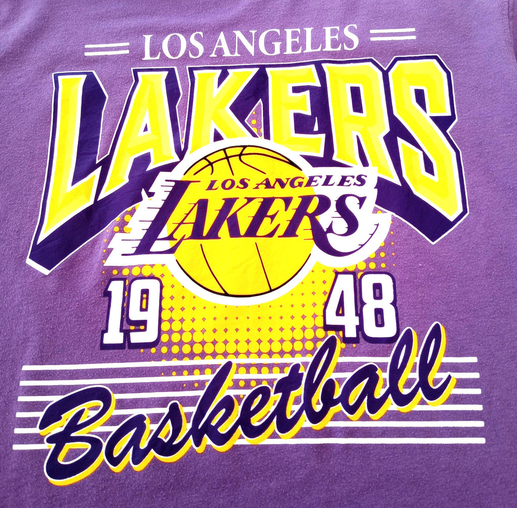 NBA Lilac NBA Graphic Print T-Shirt Men's UK Size M Lilac Crew Neck Cotton Rich Lakers