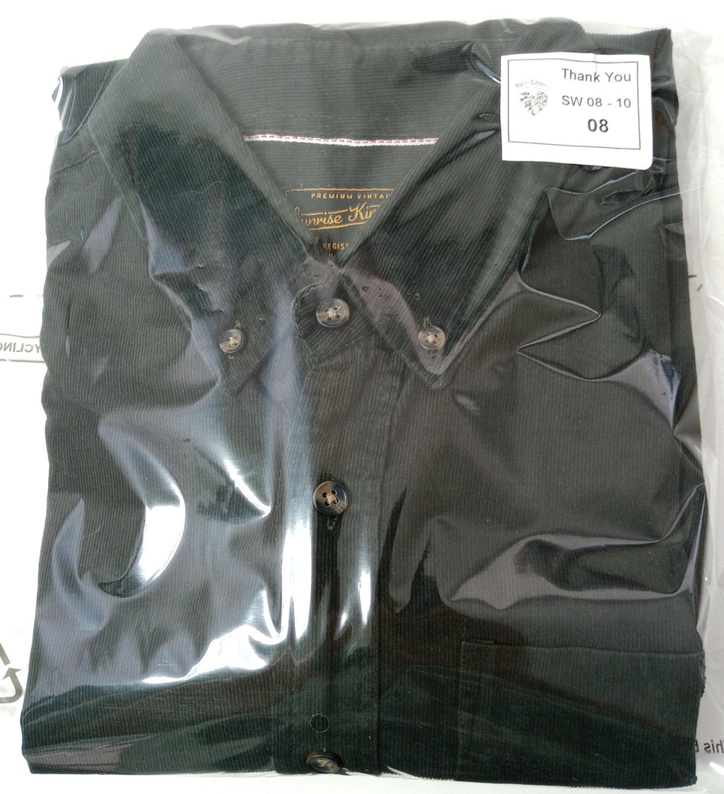 Sunrise Kingdom Corduroy Shirt Men's UK Size S Black Long Sleeve Pocket