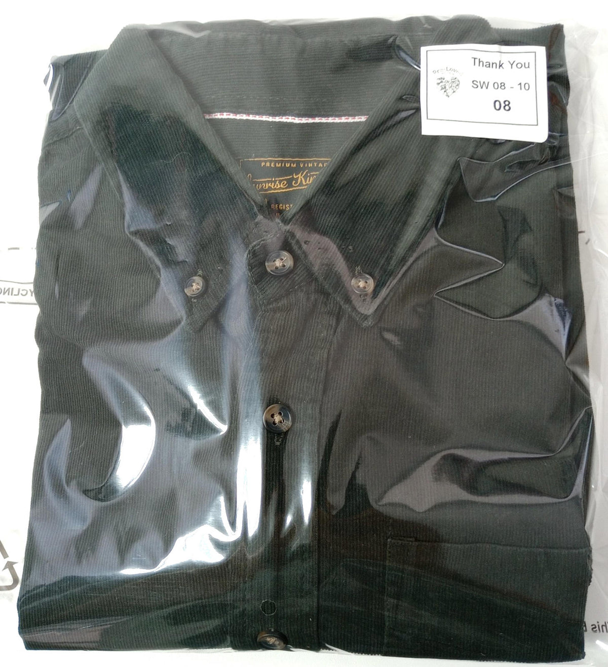 Sunrise Kingdom Corduroy Shirt Men's UK Size S Black Long Sleeve Pocket