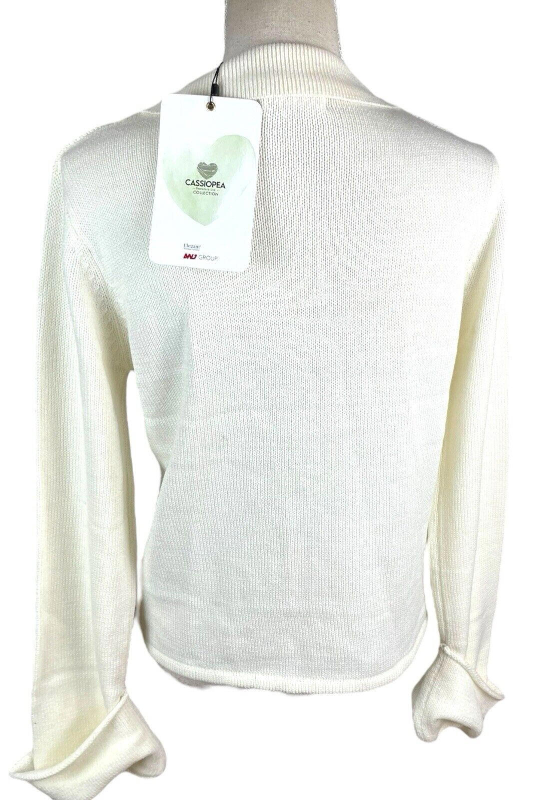 Cassiopea Cream Knit Cardigan Tie Front Collared Women's UK Size S