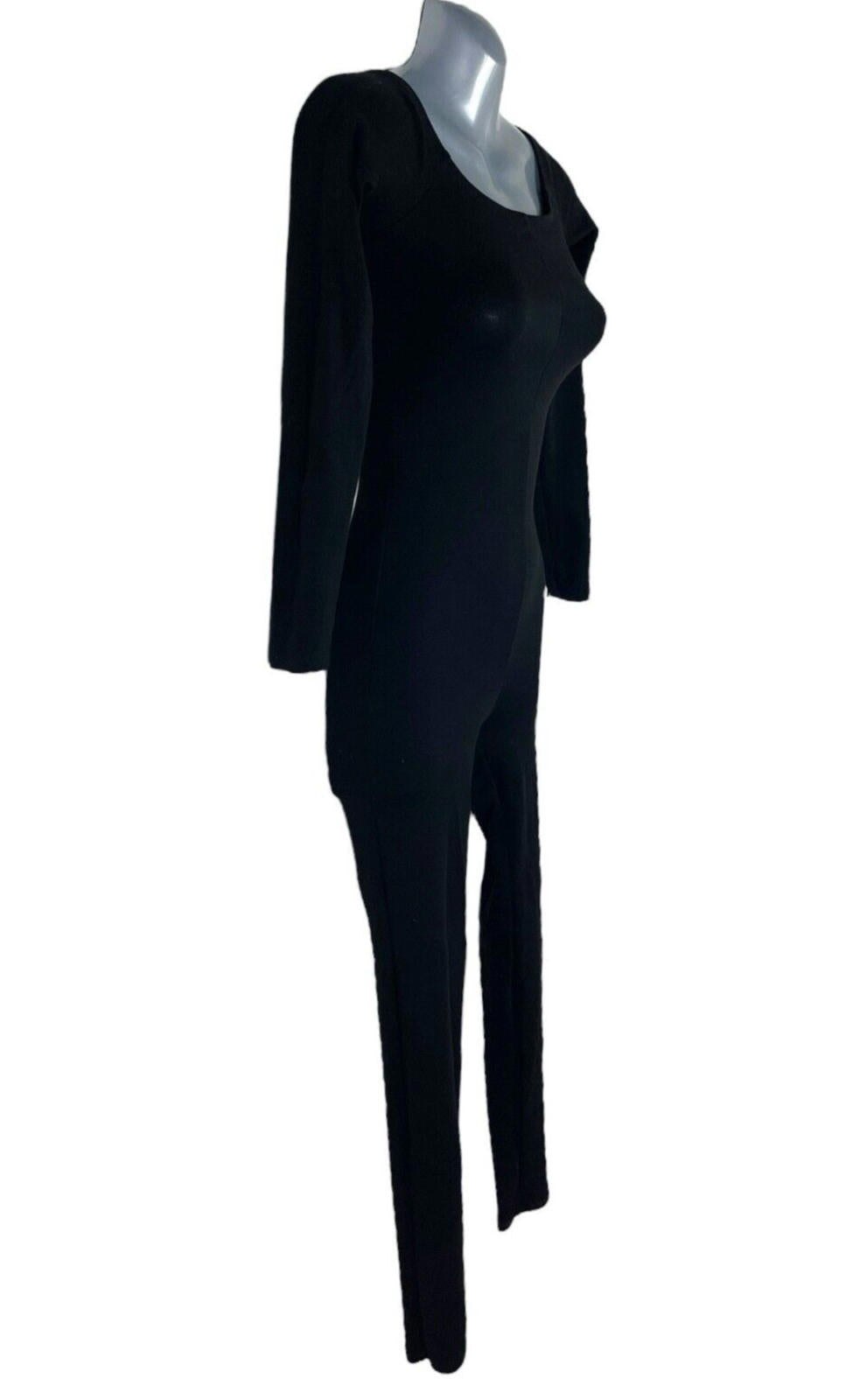 Zara Jumpsuit Women's UK Size Small Black Cotton Tight Fit High Neck Stretch