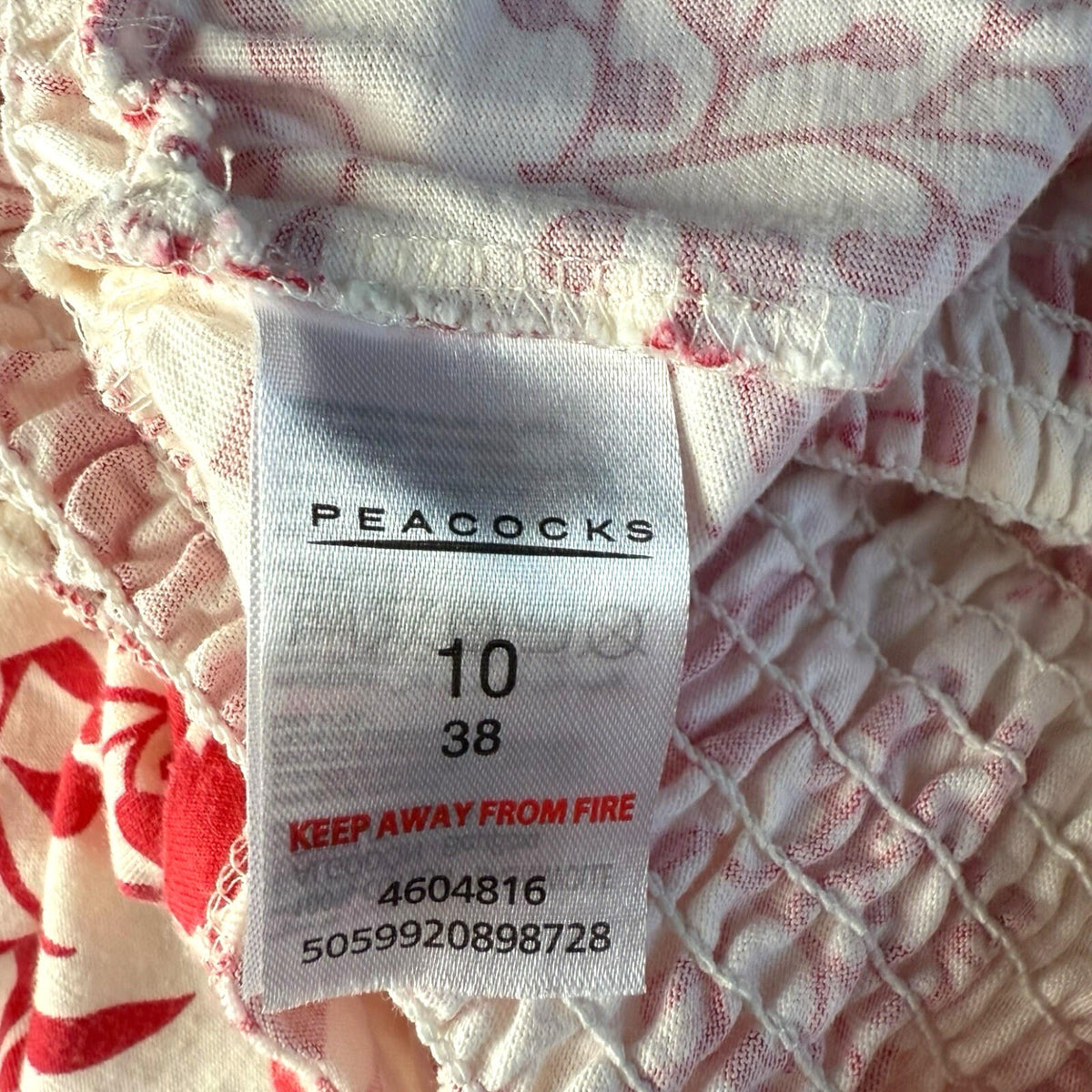 Peacocks Peplum Frill Top Women's UK Size 10 Square Neck Bell Sleeve White Red