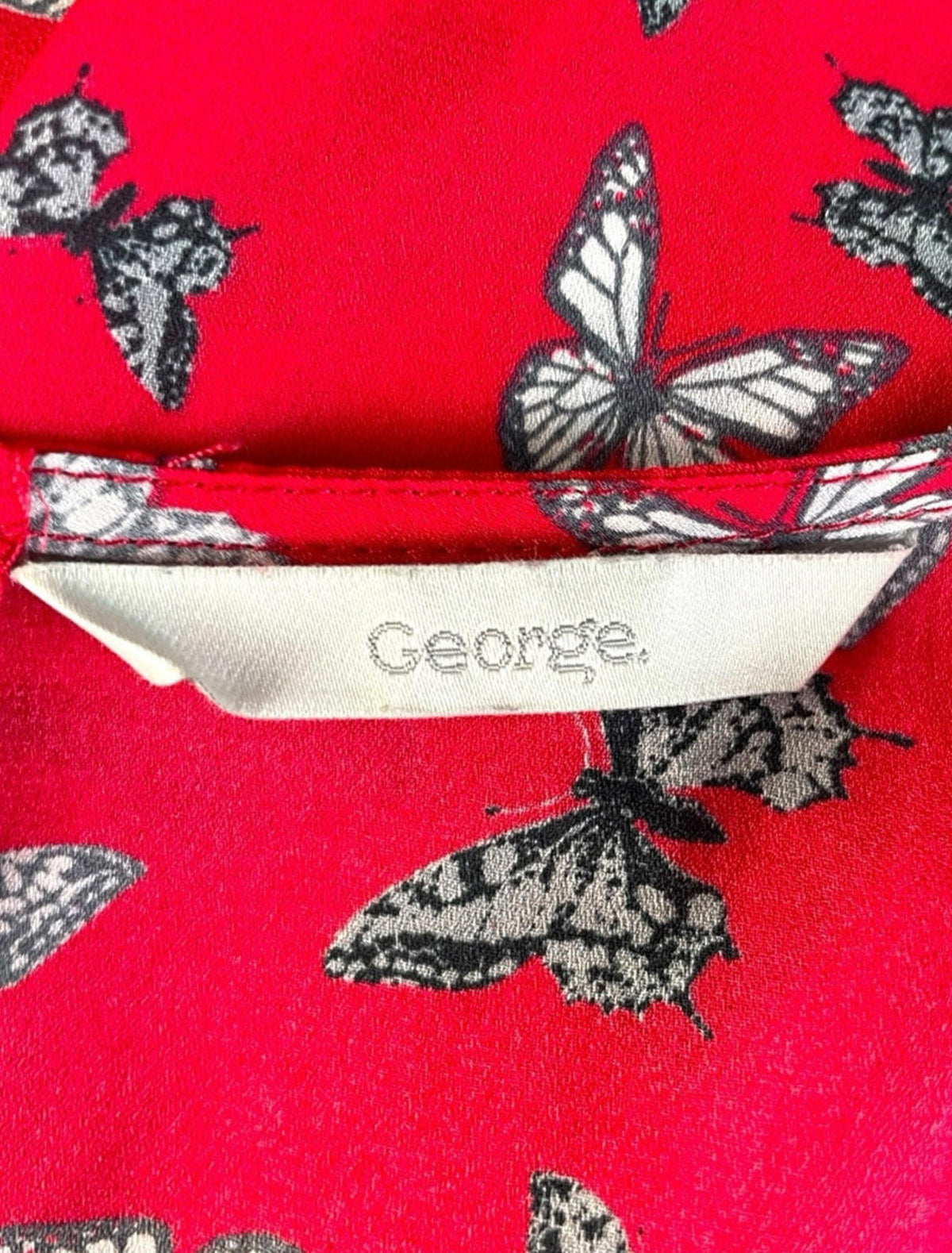 George Red Thin Vest Top Butterfly Print Women's UK Size 16