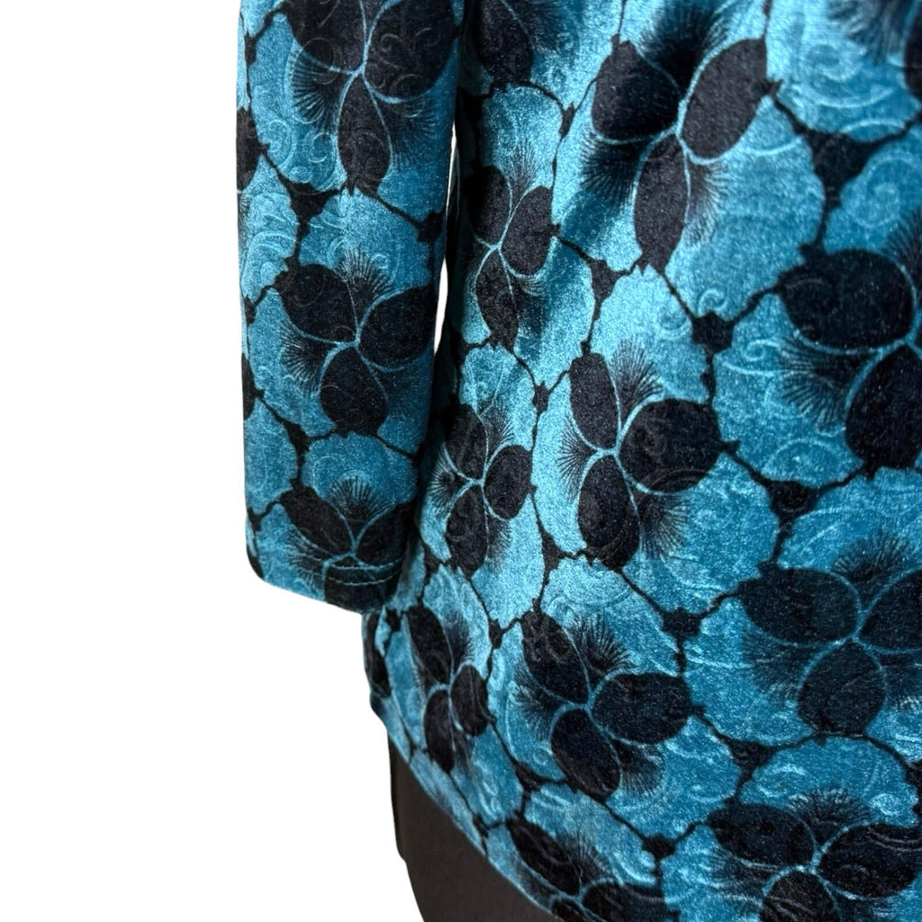 Honor Milburn Black Honor Milburn Velour Top Women's UK Size 12 Floral Velour Blue Black