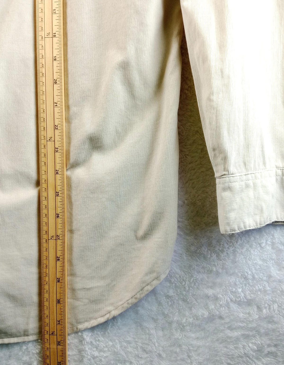 Hathaway Sport Corduroy Shirt Men's UK Size XL Beige Long Sleeve 100% Cotton