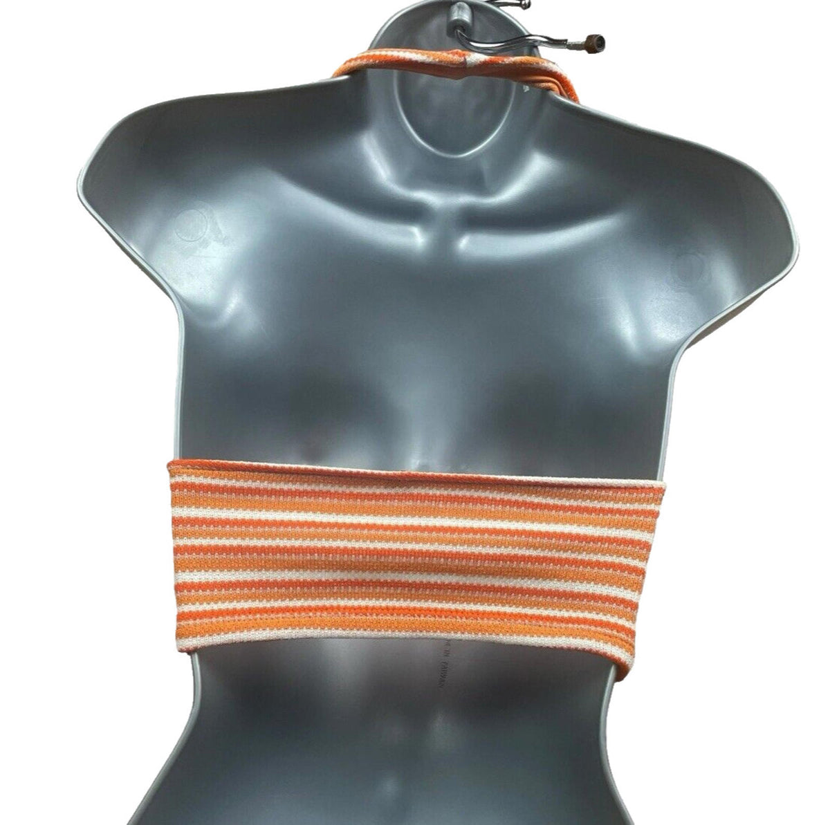 Divided Halterneck Crop Top Orange Stripe Women's UK Size XS