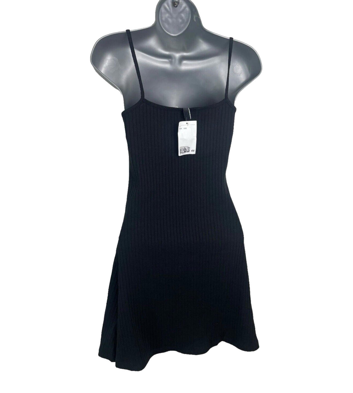 Divided Midi Dress Black Ribbed Women’s UK Size XXS (4)
