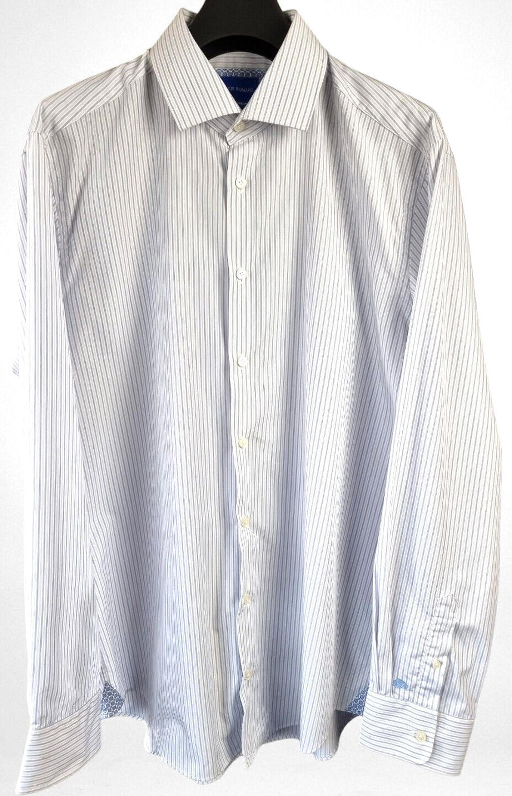 LUPI ROMANI Shirt Men's UK Size XL Slim Fit Non Iron Formal Striped Long Sleeve