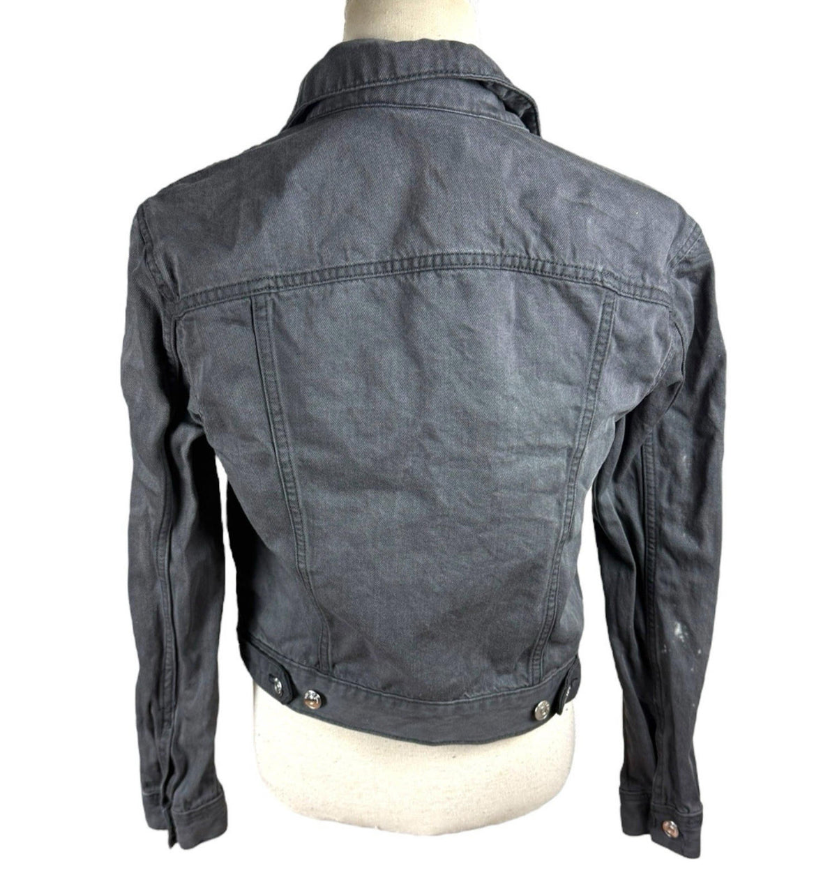 Divided Grey Denim Jacket Collared Pockets Grunge Relaxed Fit Women's UK Size 6